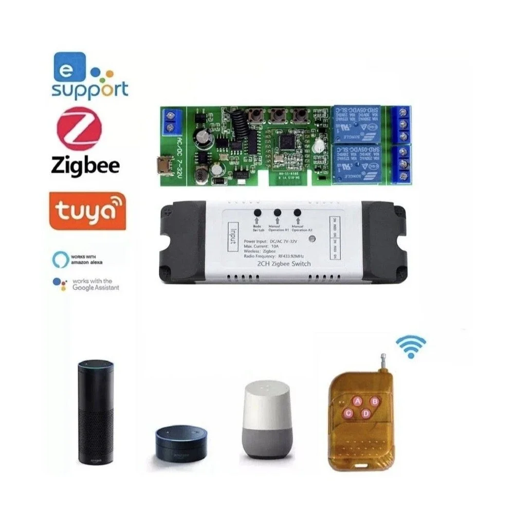 2 Channel 5V 12V ZigBee Smart Relay Switch,Adjustable Self Lock and... Fast Ship